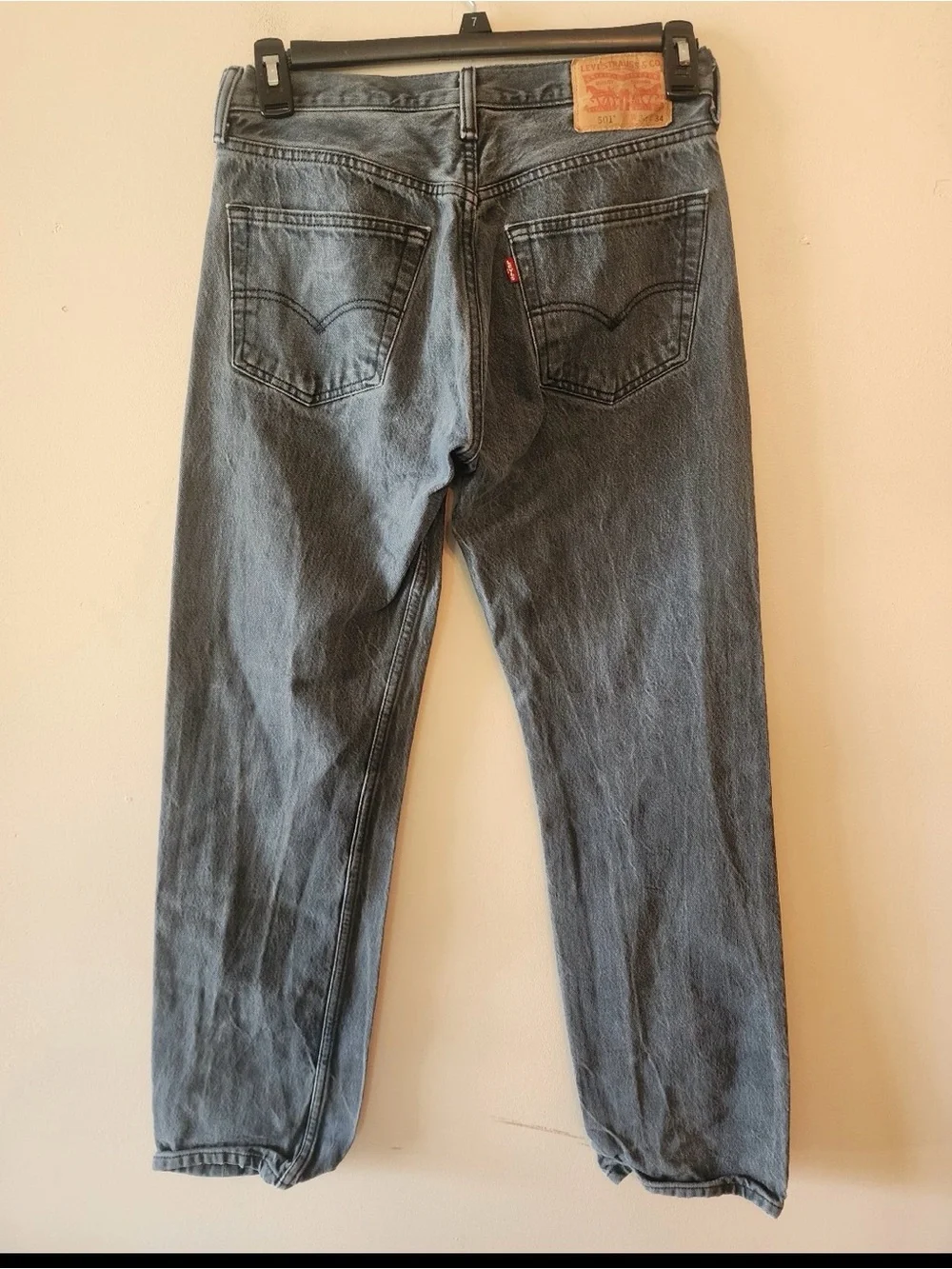 Levi's Jeans Mens 32X34 Light Gray 501 Straight Button Fly Denim